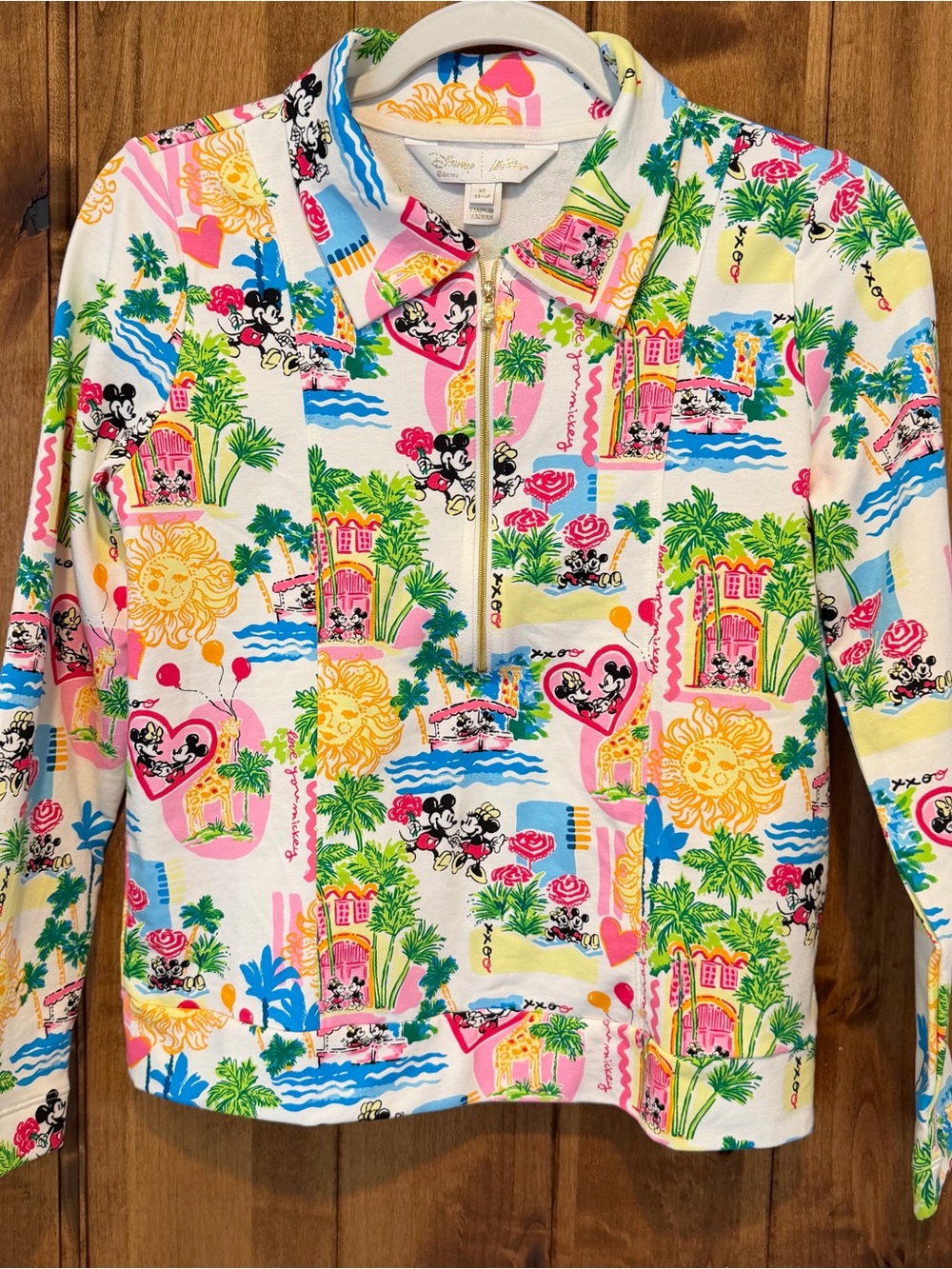 Lilly Pulitzer x Disney Mickey Minnie Quarter Zip Pullover Girls XL 12–14